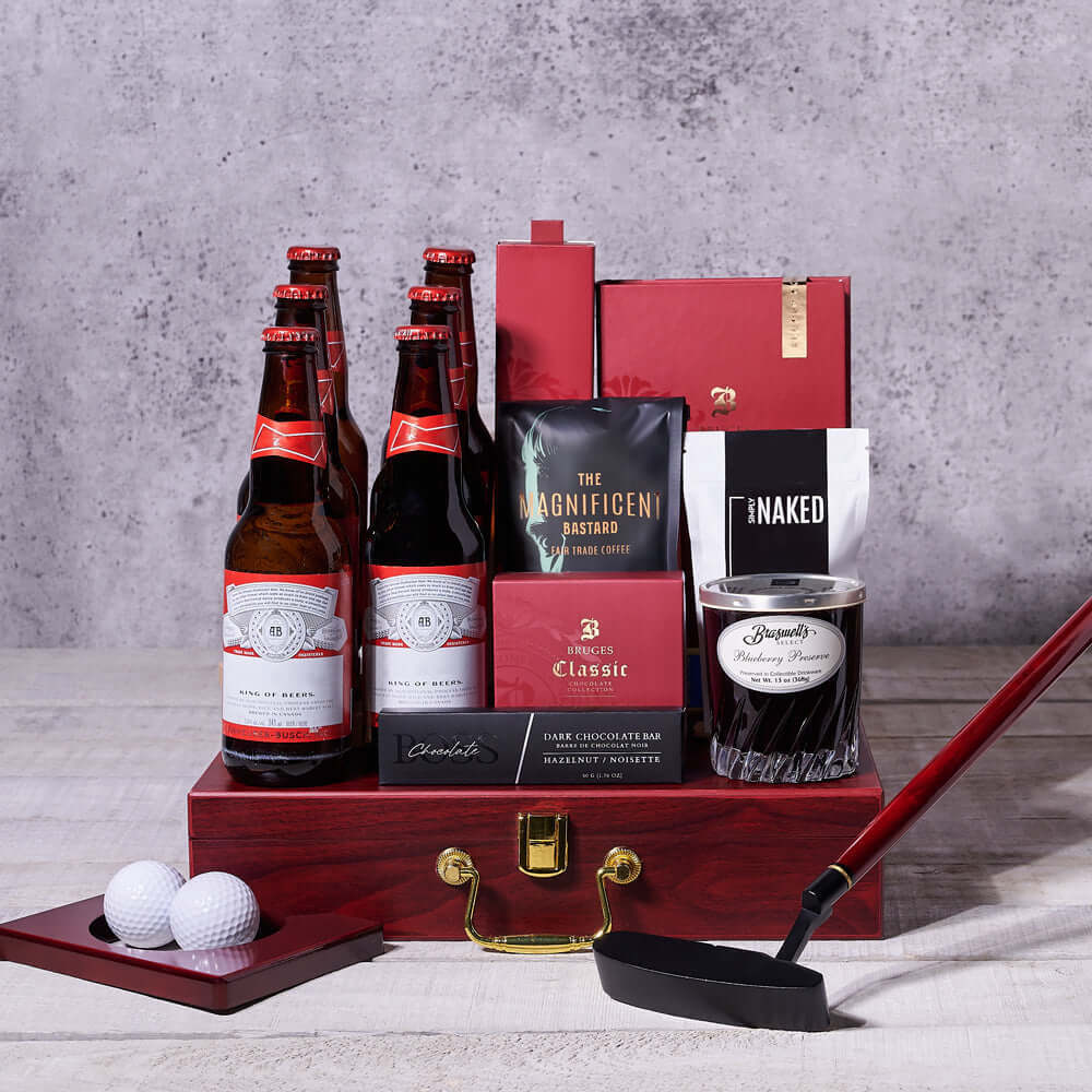 Dad's Day Off Golfing Gift Set, beer gift basket, gourmet gift basket, chocolate gift basket, golf putting set