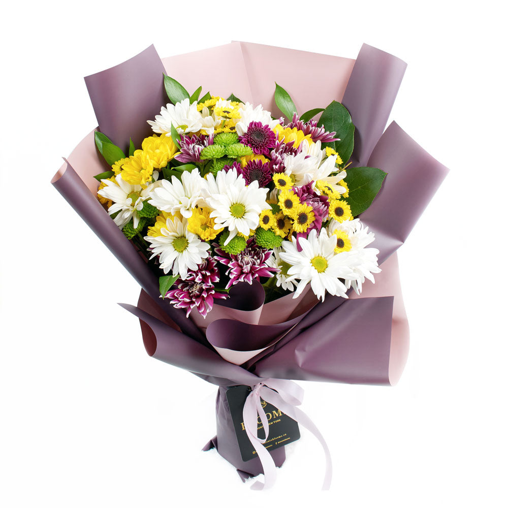 Multi-coloured mixed daisy bouquet. Canada Delivery.