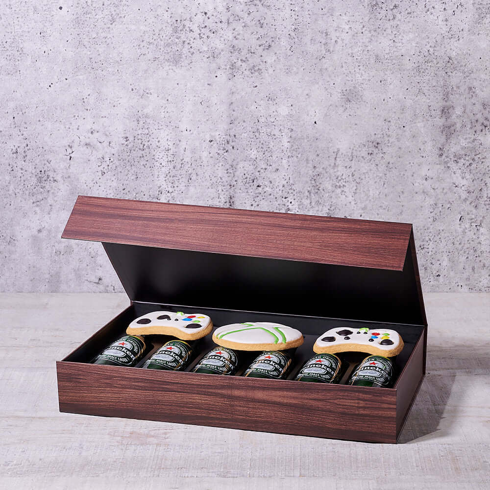 Gaming Cookie & Beer Gift Box, cookie gift, beer gift, beer, cookies, video game gift, video gaming