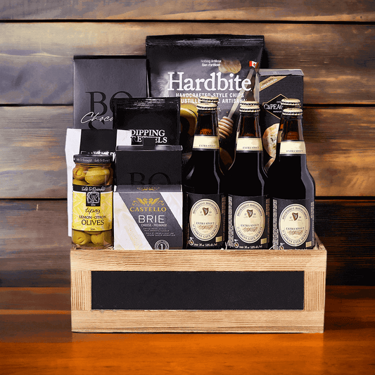 The perfect gift for a passionate beer enthusiast, the Supreme Gourmet Snacks & Beer Gift is loaded with a variety of gourmet goodies.