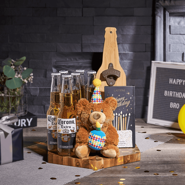 Beer and snack gift basket with premium presentation