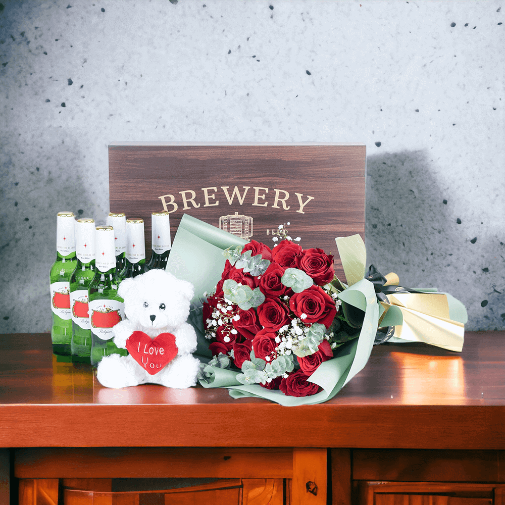 Surprise your loved one with a generous and fun gift like the "A Special Celebration" Flowers &  Beer Gift from Hops Collective. 