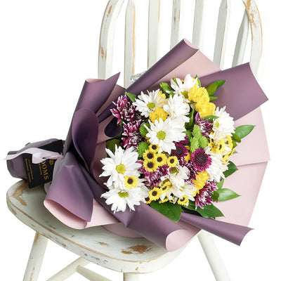 Multi-coloured mixed daisy bouquet. Canada Delivery.