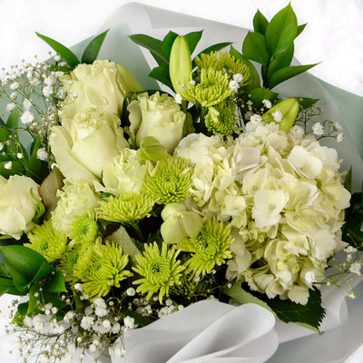 Blossoming Sunrise Mixed bouquet in white and cream. Canada Delivery.