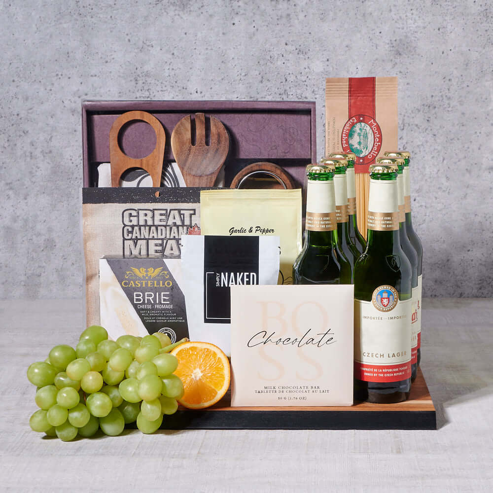 Bottoms Up! Gift Basket, beer gift, beer, gourmet gift, gourmet, pasta gift, pasta,