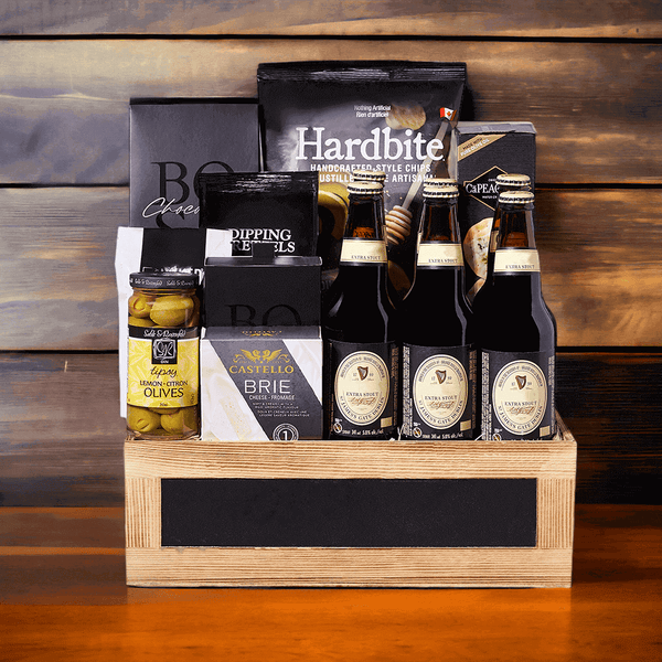 The perfect gift for a passionate beer enthusiast, the Supreme Gourmet Snacks & Beer Gift is loaded with a variety of gourmet goodies.