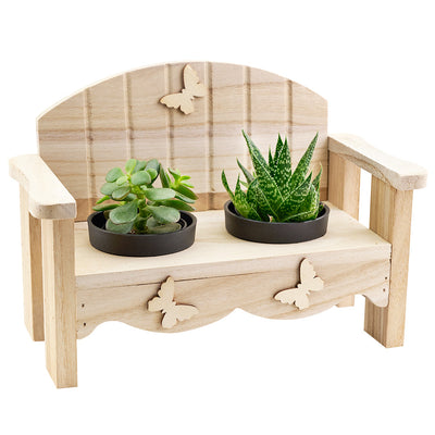 Succulent Greenhouse planter bench arrangement with a potted succulent. Canada Delivery